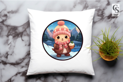 Cute Winter Animal Illustration Clipart Sublimation PNG Product Image 3