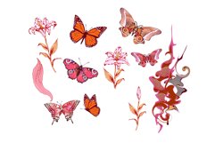 Seamless pattern butterflies and lilies Product Image 2