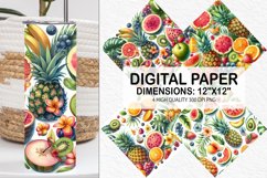 Summer Watercolor Tropical Fruits Digital Paper Product Image 1