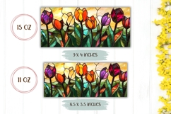 Spring Flowers Mug Wrap, Stained Glass Tulip Mug Sublimation Product Image 2