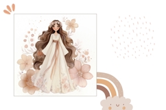 Watercolor Bride Pillow Design, Princess Pillow PNG Product Image 2