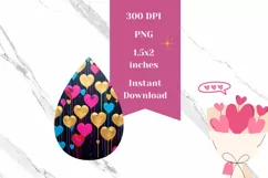 Valentine Teardrop Earring PNG, Neon Love Earrings Design Product Image 2