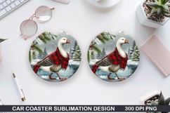 Goose Car Coaster Sublimation| Christmas Coaster PNG Product Image 1