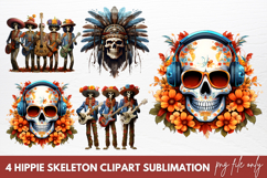 Hippie Skeleton Clipart Sublimation Clipart Product Image 1