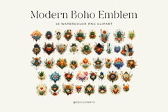 Watercolor Modern Boho Emblem Clipart Bundle Product Image 2