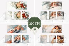 Watercolor Christmas Mug Design, Winter Woman Mug Template Product Image 2