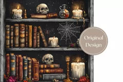 Halloween Tumbler Wrap, Gothic Tumbler Template, Skull PNG Product Image 2