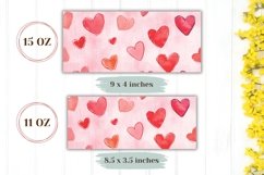 Pink Love Hearts Mug Template, Watercolor Love Mug Wrap Product Image 2