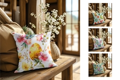 Easter Pillow Case Designs, Watercolor Easter Eggs Pillow Product Image 2