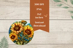 Stained Glass Sunflowers Earrings, Sunflowers Sublimation Product Image 2