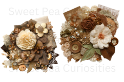 Flowers, Lace Material, Ephemera, PNG, Junk Journal, clipart Product Image 2