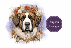 Watercolor Dog Tumbler Wrap, Saint Bernard Dog Tumbler Wrap Product Image 2