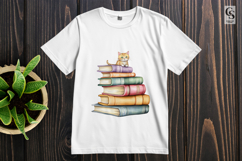 Cute Cat on Vintage Books Clipart PNG Product Image 2