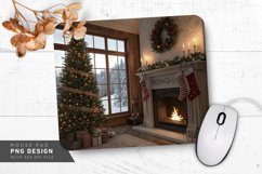 Classic Holiday Home Fireplace Tree Mouse Pad PNG Design Product Image 1