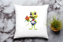 Cute Frog Valentine Flower Character PNG Product Image 3