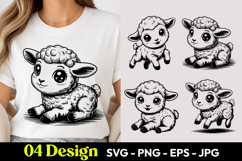 Kawaii Lamb Cartoon SVG PNG Product Image 1