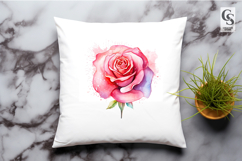 Pink Watercolor Rose Flower Clipart PNG Product Image 2