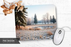 Cozy Winter Street Scene with Snow Mouse Pad PNG Product Image 1