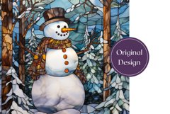Stained Glass Snowman Sublimation, Christmas Tumbler Wrap Product Image 2
