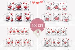 Cartoon Bear Mug Designs, Love Hearts Mug Sublimation PNG Product Image 2