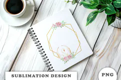 Watercolor White Swan with gold frame png Product Image 2