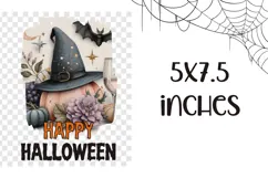 Floral Halloween Witch Hat PNG, Halloween Pumpkin Towel PNG Product Image 2