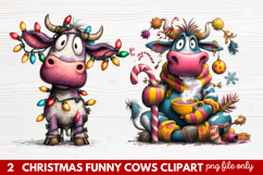 Funny Christmas Cows Clipart | Cute Holiday Farm Animal Product Image 1