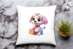 Cute Puppy With Gifts Clipart Sublimation PNG Product Image 2