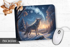 Winter Enchantment A Wolf Dancing Snowflakes Mouse Pad PNG Product Image 1