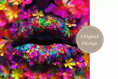 Colorful Lips Tumbler Design, Floral Lips Tumbler Template Product Image 2