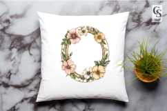 Watercolor Floral Monogram Frame Clipart Sublimation PNG Product Image 2