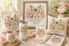 He Restores My Soul PNG, Christian Butterfly Sublimation Product Image 2