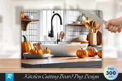 Pumpkin on Table in Modern kitchen Cutting Board PNG Design Product Image 1
