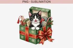 Christmas bookish cat png design for T-shirts Product Image 2