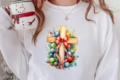 Christmas Cross Watercolor Clipart, Jesus Christ Clipart Product Image 2