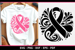Flourish Black and pink breast cancer ribbon SVG PNG DXF Product Image 2