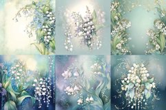 Watercolor lily of the valley printable digital papers Product Image 2