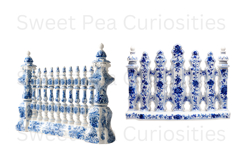 Blue Toile, Ephemera, PNG, Clipart, Junk Journal, flowers Product Image 2