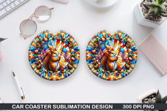 Squirrel Car Coaster Sublimation, 4th Of July Coaster PNG Product Image 1