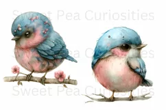 Birds, Blue, Pink, Ephemera, PNG, watercolor, Clipart Product Image 2