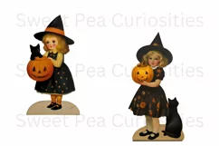 Halloween, Vintage, Cardboard, Girls, Ephemera, PNG, Clipart Product Image 3