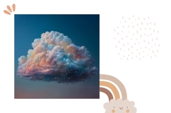 Glitter Clouds Pillow Case Design, Stars Pillow Template Product Image 2