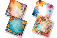 Colorful Floral Frame Painting Digital Paper Bundle Product Image 2