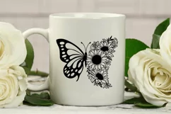 Floral Butterfly Svg, Sunflower Svg, Flowers Butterfly Svg Product Image 5