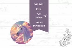 Cute Unicorn Round Earrings PNG, Pearly Clouds Earrings Product Image 2