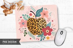 Trendy Leopard Apple with Floral Artistry Mouse Pad PNG Product Image 1