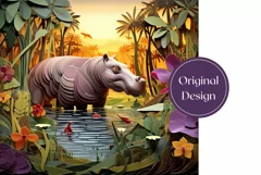 3D Hippo Tumbler Wrap, 3D Tumbler Warp, African Safari Product Image 2