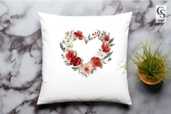 Red Floral Heart Watercolor Clipart Sublimation PNG Product Image 3