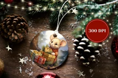 Christmas Ornament PNG, Cute Christmas Mouse Gift Tag Design Product Image 2