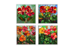 Stained Glass Garanium Flower Digital Paper Product Image 2